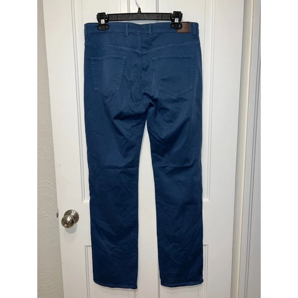 Peter Millar Men 32x33 Cotton Modal Stretch Five Pocket Pants Teal Blue Straight